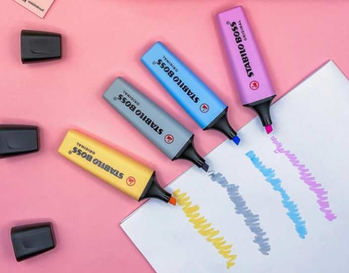 Kit 4 Canetas Marca Texto Stabilo Boss Novos Tons Pastel